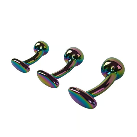 Multicolored Metal Anal Plug Mushroom Head Massage Stick 3PCS