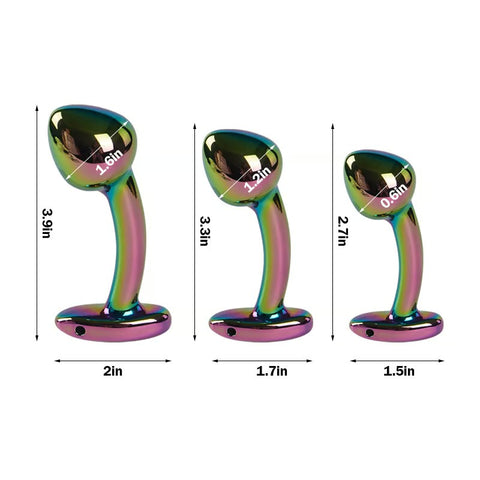 Multicolored Metal Anal Plug Mushroom Head Massage Stick 3PCS