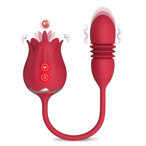 Rose Double Telescopic Vibrator